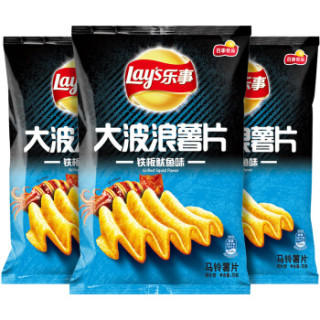 乐事(Lay's)大波浪薯片 铁板鱿鱼味 70g*3