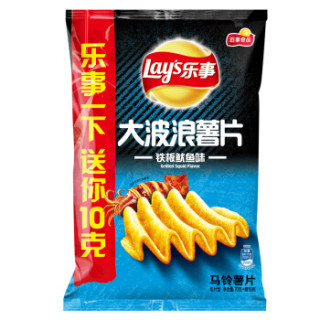 乐事(Lay's)零食 休闲食品 大波浪薯片 铁板鱿鱼味 70g 百事食品