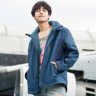 TOREAD 探路者 TAWE91603 男款抓绒户外三合一冲锋衣 铁蓝灰/藏蓝 M