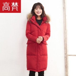 GOLDFARM 高梵 G1170481 女士中长款羽绒服 中国红 175/XXL