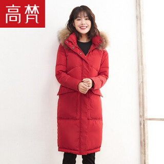 GOLDFARM 高梵 G1170481 女士中长款羽绒服 中国红 170/XL 