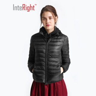 INTERIGHT 90白鸭绒 女士超轻便携羽绒服 黑色 L码