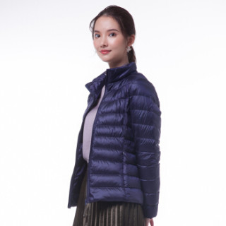 雅鹿 YS6101010 2017新款秋冬装时尚女式轻薄百搭修身立领短款品牌羽绒服女 藏青 XXXL