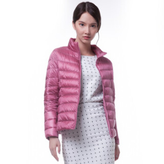 雅鹿 YS6101010 2017新款秋冬装时尚女式轻薄百搭修身立领短款品牌羽绒服女 粉红 M