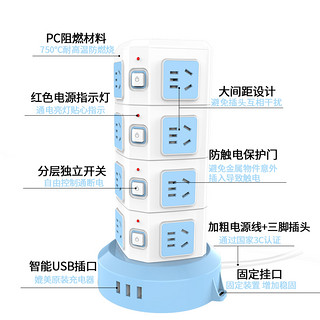 kyfen 清风 USB款 三层十二插位 魔方插排 3m