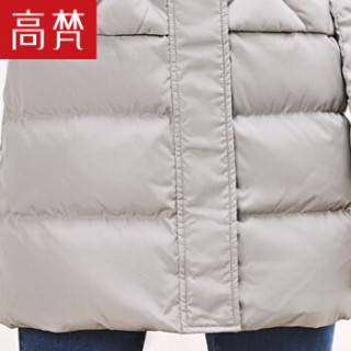 高梵2017新款貉子毛领连帽羽绒服女中长款韩国修身显瘦秋冬女装加厚外套 G1166036 灰色 160/M