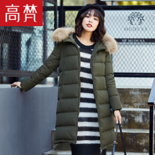 GOLDFARM 高梵 G1170440 女士中长款羽绒服 深军绿 155/S