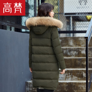 GOLDFARM 高梵 G1170440 女士中长款羽绒服 深军绿 155/S