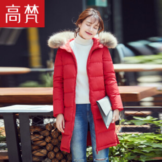GOLDFARM 高梵 G1170440 女士中长款羽绒服 中国红 175/XXL