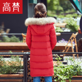 GOLDFARM 高梵 G1170440 女士中长款羽绒服 中国红 175/XXL