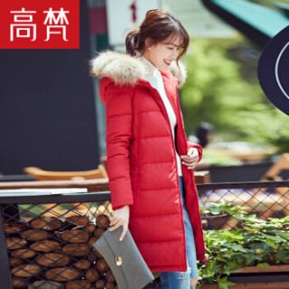 GOLDFARM 高梵 G1170440 女士中长款羽绒服 中国红 175/XXL