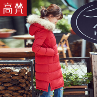 GOLDFARM 高梵 G1170440 女士中长款羽绒服 中国红 175/XXL