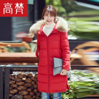 GOLDFARM 高梵 G1170440 女士中长款羽绒服 中国红 155/S