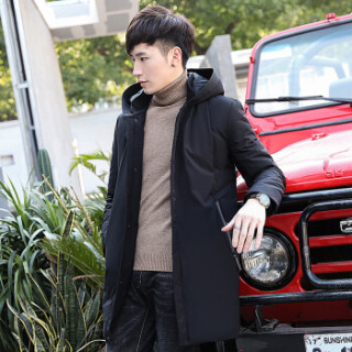 Hodo 红豆 H538 男士连帽中长款男士羽绒服 黑色 185 黑色