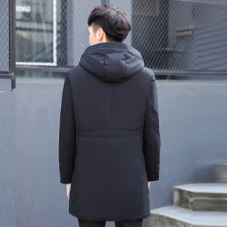 Hodo 红豆 H538 男士连帽中长款男士羽绒服 黑色 185 黑色