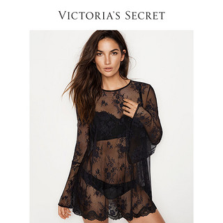 VICTORIA'S SECRET 维多利亚的秘密 DA 11115573 蕾丝波点网纱罩衫  黑色 XS 
