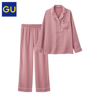 GU 极优 Hello Kitty 297183 缎纹家居服套装 S 藏青色