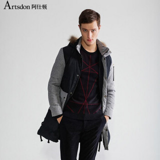 Artsdon 阿仕顿 男士连帽拼接羽绒服 A4080095 黑色 175/L