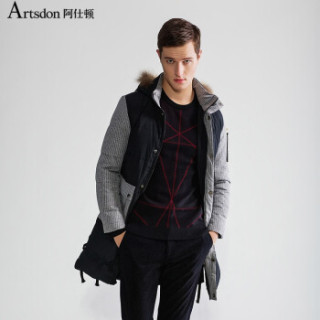 Artsdon 阿仕顿 男士连帽拼接羽绒服 A4080095 黑色 190/XXXL