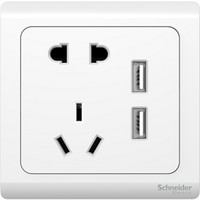 Schneider Electric 施耐德 轻逸系列 五孔带双USB充电插座 清雅白