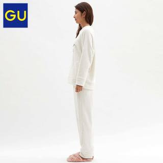 GU 极优 290406 猫脸 软糯珊瑚绒睡衣套装 XL 黑色
