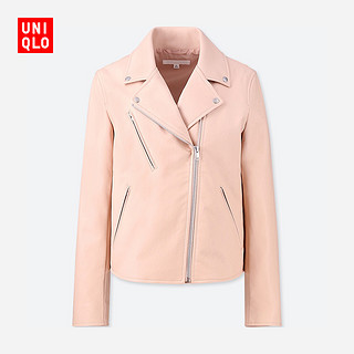 UNIQLO 优衣库 404207 女装仿皮机车茄克 水粉色