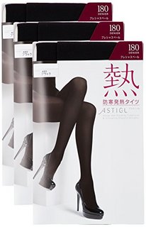 ATSUGI 厚木 防寒发热系列 TL1051 女士连裤袜 180D 3双装 L-LL 黑色 