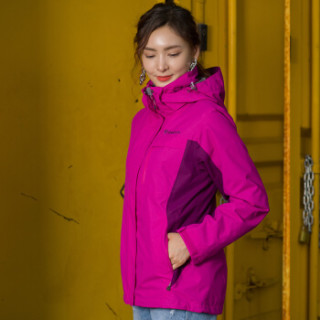 TOREAD 探路者 TAWE91603 女款抓绒户外三合一冲锋衣 艳紫/葡萄紫 L