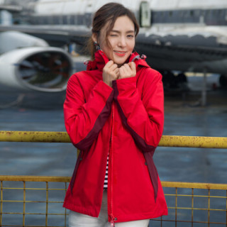TOREAD 探路者 TAWE91603 女款抓绒户外三合一冲锋衣 中国红/深枣红 XL