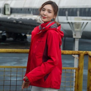 TOREAD 探路者 TAWE91603 女款抓绒户外三合一冲锋衣 中国红/深枣红 XL
