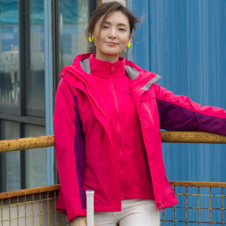 TOREAD 探路者 TAWE91603 女款抓绒户外三合一冲锋衣 蔷薇红 S