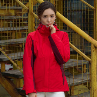TOREAD 探路者 TAWE91603 女款抓绒户外三合一冲锋衣 中国红/深枣红 L