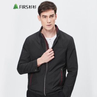FIRS 杉杉 男士翻领拉链商务夹克 黑色 180