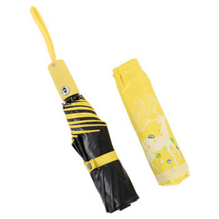 MAYDU 美度 Black系列 M3331 小黑伞 女士三折防晒遮阳伞  黄色
