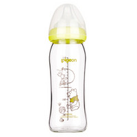 中亚prime会员：pigeon 贝亲 AA151 Disney系列 自然实感宽口径玻璃彩绘奶瓶 240ml L奶嘴