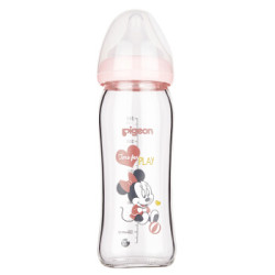 pigeon 贝亲 AA151 Disney系列 自然实感宽口径玻璃彩绘奶瓶 240ml  240ml 米妮 M奶嘴 *2件 +凑单品