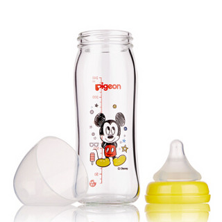 pigeon 贝亲 AA151 Disney系列 自然实感宽口径玻璃彩绘奶瓶 240ml  240ml 米奇 L奶嘴 