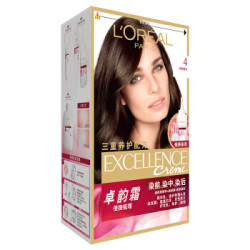 欧莱雅(L’OREAL)卓韵霜赋活养护染发霜4号 自然棕色(染前修护精华乳12m *2件