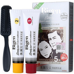 美源(Bigen)发采快速黑发霜 80g(棕黑色 882)日本进口 深色系 男女兼用 专业遮白 快速染发 *4件