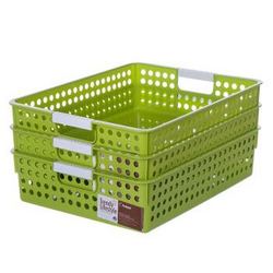 禧天龙Citylong 塑料桌面收纳筐 环保中号厨房收纳盒3个装 草绿色4L 7104 *8件