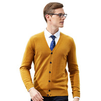 恒源祥 男士纯色羊毛衫开衫 黄色 165/84A 