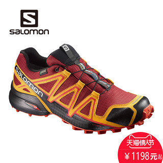 Salomon 萨洛蒙男款户外防水透气越野跑鞋 SPEEDCROSS 4 GTX 新品 383181 黑色