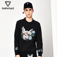 MARK FAIRWHALE 马克华菲 男士圆领刺绣卫衣
