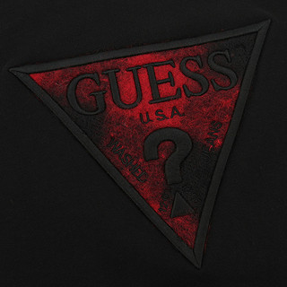 GUESS 男士毛毡倒三角LOGO套头卫衣