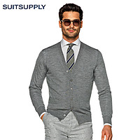 SUITSUPPLY 男士美利奴羊毛v领针织开衫 灰色