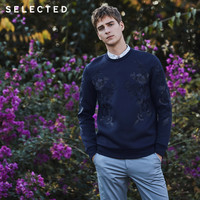 SELECTED C|418233501 男士刺绣圆领太空棉男士卫衣