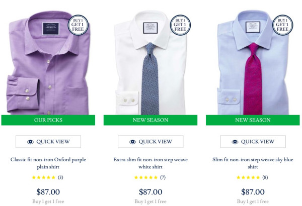 CHARLES TYRWHITT美国官网 精选男士衬衫 新年促销