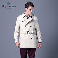 Aquascutum 雅格狮丹 男士中短款双排扣战壕大衣