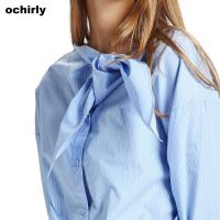 7日0点:ochirly 欧时力 1JY1010720 绑带条纹衬衫