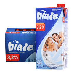 Biale 高温灭菌全脂牛奶 1L*12盒  *2件